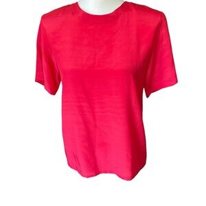 Vintage Christie & Jill Petite 100% Silk Red Short Sleeve Blouse, Size XS